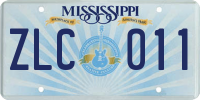 MS license plate ZLC011