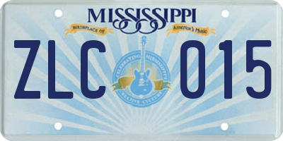 MS license plate ZLC015