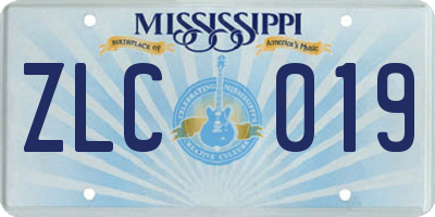 MS license plate ZLC019