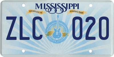 MS license plate ZLC020