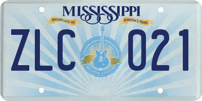 MS license plate ZLC021