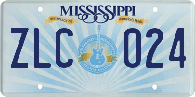 MS license plate ZLC024