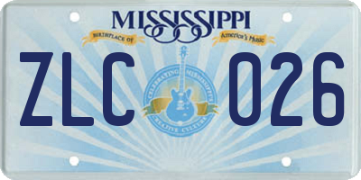 MS license plate ZLC026