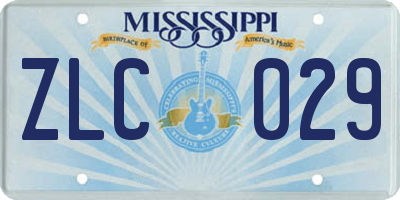 MS license plate ZLC029
