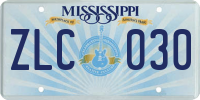 MS license plate ZLC030