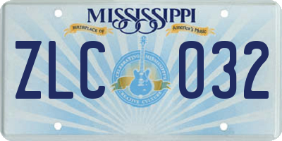 MS license plate ZLC032