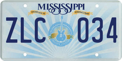 MS license plate ZLC034