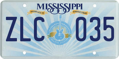 MS license plate ZLC035