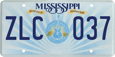 MS license plate ZLC037