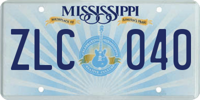 MS license plate ZLC040