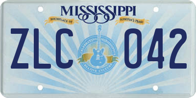 MS license plate ZLC042
