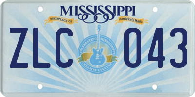MS license plate ZLC043
