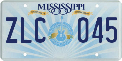 MS license plate ZLC045