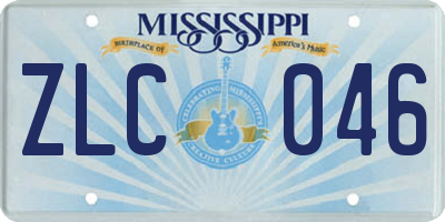 MS license plate ZLC046
