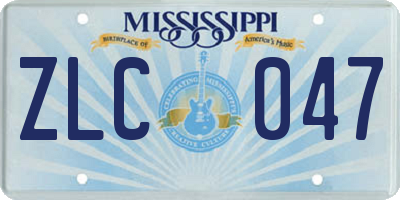 MS license plate ZLC047