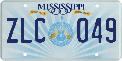 MS license plate ZLC049
