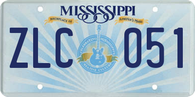 MS license plate ZLC051