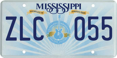 MS license plate ZLC055