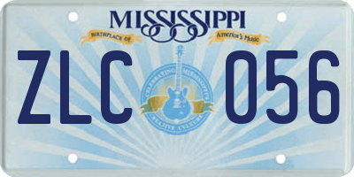 MS license plate ZLC056