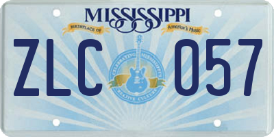 MS license plate ZLC057