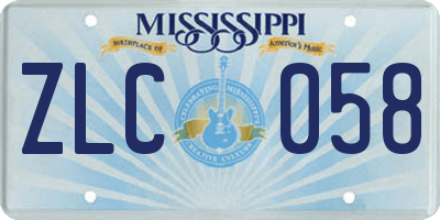 MS license plate ZLC058