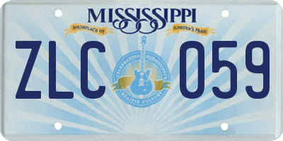 MS license plate ZLC059