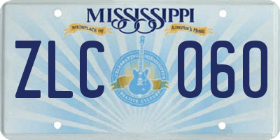 MS license plate ZLC060