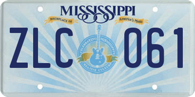 MS license plate ZLC061