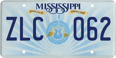 MS license plate ZLC062