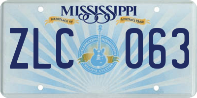 MS license plate ZLC063