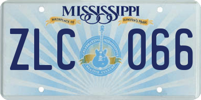 MS license plate ZLC066