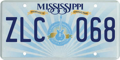 MS license plate ZLC068