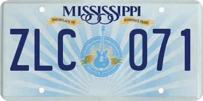 MS license plate ZLC071