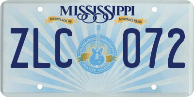 MS license plate ZLC072