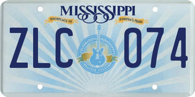 MS license plate ZLC074