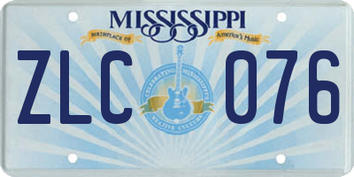 MS license plate ZLC076