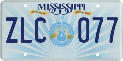 MS license plate ZLC077