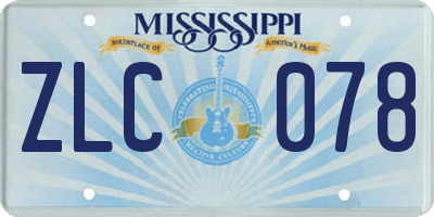 MS license plate ZLC078