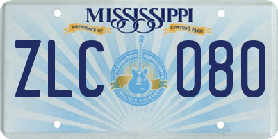 MS license plate ZLC080
