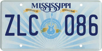 MS license plate ZLC086
