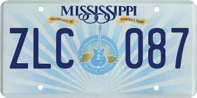 MS license plate ZLC087