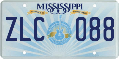 MS license plate ZLC088