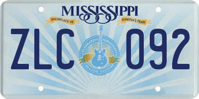 MS license plate ZLC092