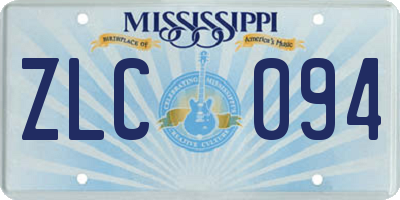 MS license plate ZLC094