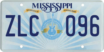 MS license plate ZLC096