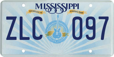 MS license plate ZLC097
