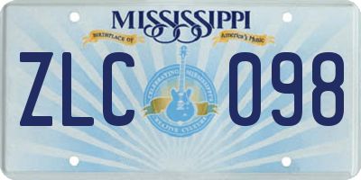 MS license plate ZLC098