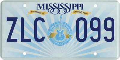 MS license plate ZLC099