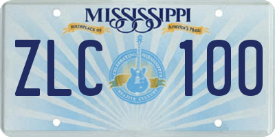 MS license plate ZLC100
