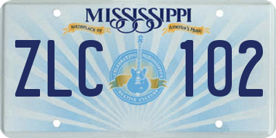 MS license plate ZLC102